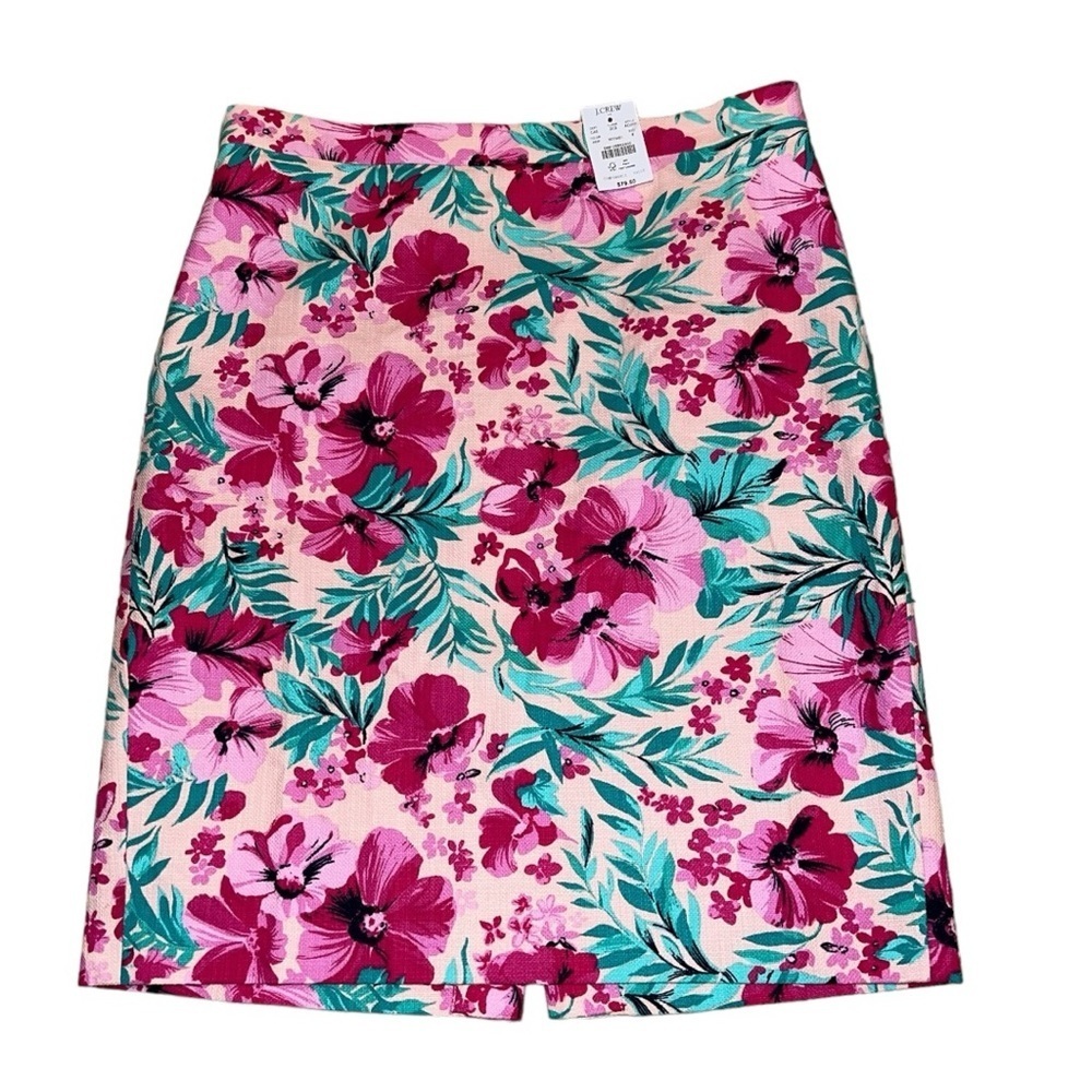 J. Crew NWT Floral Basketweave Pencil Skirt Spring Summer - Picture 4 of 7